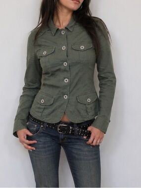 Early 2000s  Olive Cargo Utility Blazer